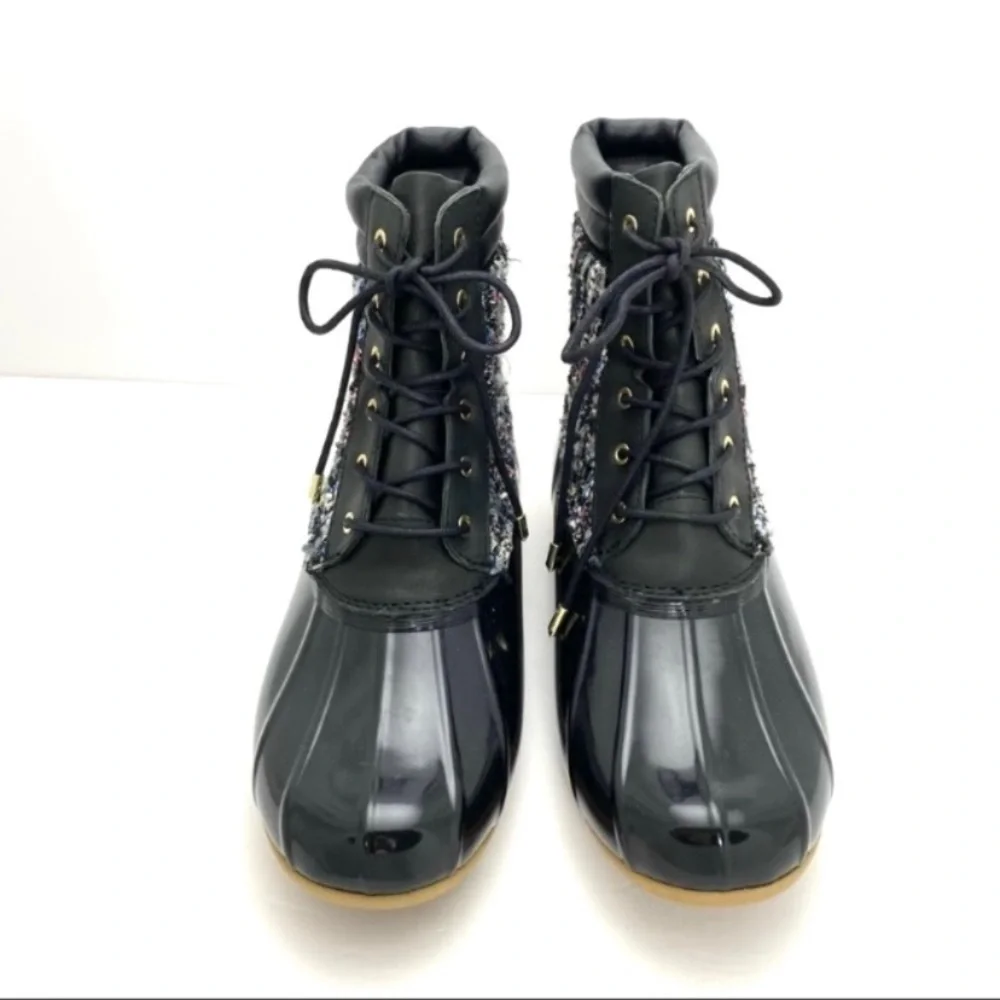 SAM Edelman Caldwell Tweed Winter Duck Boots in Multiple Color with Black Sz 10